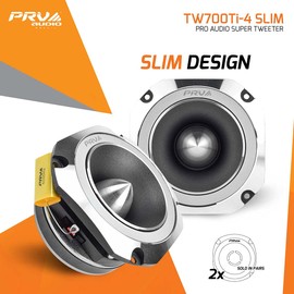 PRV AUDIO 4 Inch Titanium Bullet Tweeter Pair TW700Ti-4 Slim Profile, 200 Watts Program Power, 4 Ohm, 100 Watts RMS, 1.5 in Voice Coil Super Tweeter Pro Car Audio (Pair)