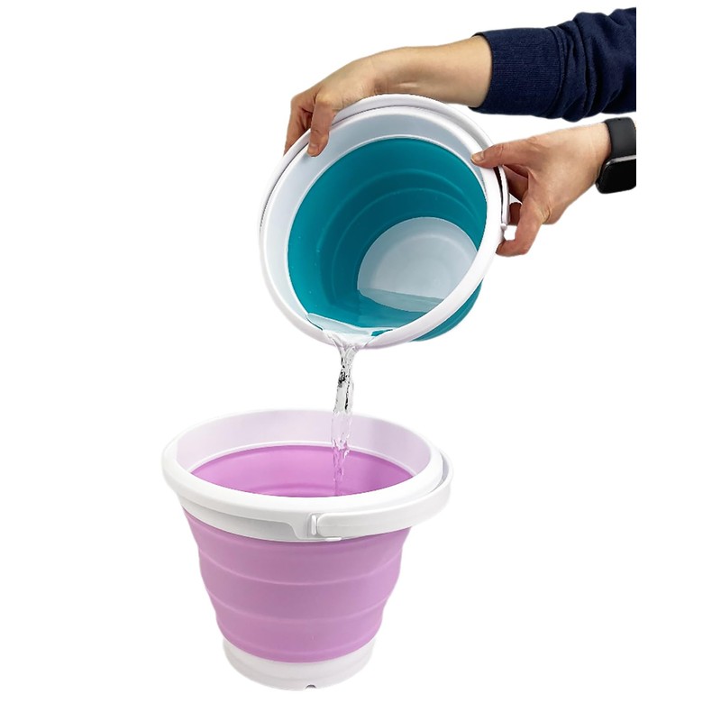 SAMMART Collapsible Plastic Bucket - Foldable Round Tub with handle