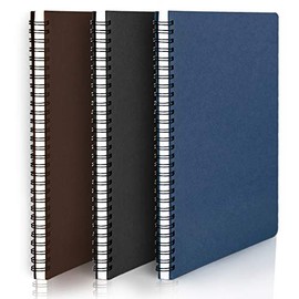Spiral Kraft Notebook, Eusoar B5 3 Pack 7.3" x 10.2" Hardcover Lined Travel Writing Notebooks Journal, Memo Notepad Sketchbook, Students College Office Business Subject Diary Ruled Spiral Book Journal