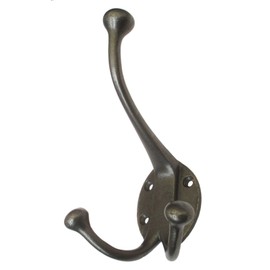 Castelion® Large Cast Iron Victorian Double Hook | Rustic Wall Mounted Coat & Hat Hook | Victorian Home Decor | Iron Hardware Perfect for Traditional Homes | 15cm x 9cm
