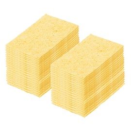 sourcing map 40PCS Soldering Sponge 50 x 35mm Rectangle Deep Yellow Cleaning Pad Welding Tip Iron Replacement for Cleaning Soldering Iron 1mm Natural Thickness 6mm Water Absorption Thickness