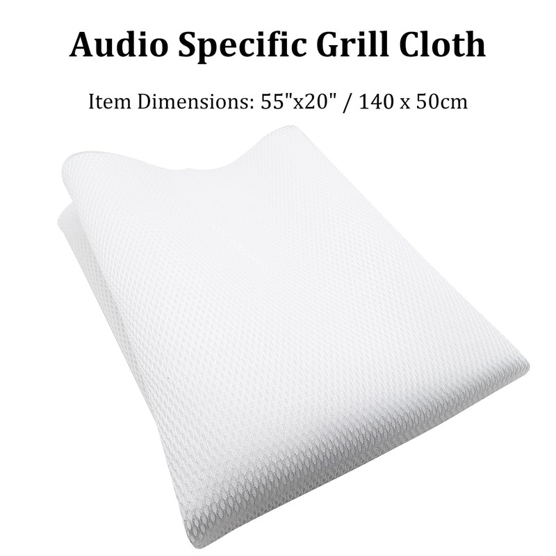 Speaker Grill Cloth，55"x20" Professional-Grade White Mesh Cover Fabric for Home/Stage