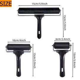 Accfore 3 Pcs Rubber Roller Brayer Rollers Hard Rubber Glue Roller for Printmaking Ink Paint Block Stamping Gluing Wallpaper and Arts & Crafts(2.4 inch,4 inch,5.9 inch)