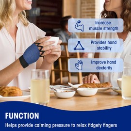 Zipcase Medium Size Weighted Gloves for Tremors to Provide Hand Stability and Improve Hand Dexterity, Perfect Writing Weights & Hand strengthening Tool（2 x 1/2lb, Each Glove), Blue