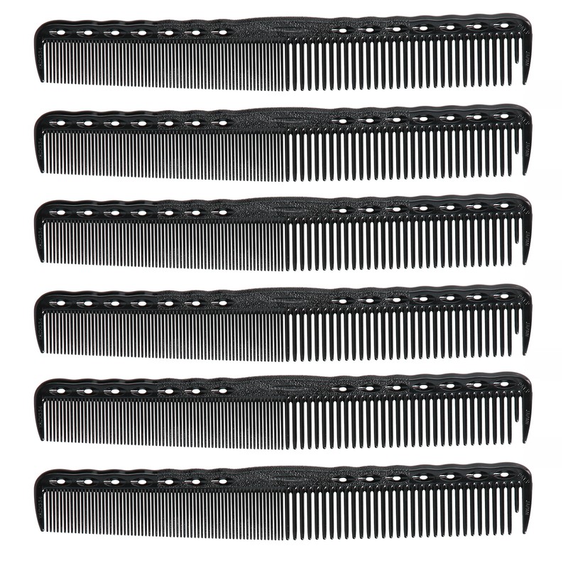 6pcs Carbon Fine Cutting Combs Salon Barber Plastic Hairdressing Flat