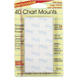 Magic Mounts Removable Chart Mounts, 1" x 1", Pack of 40