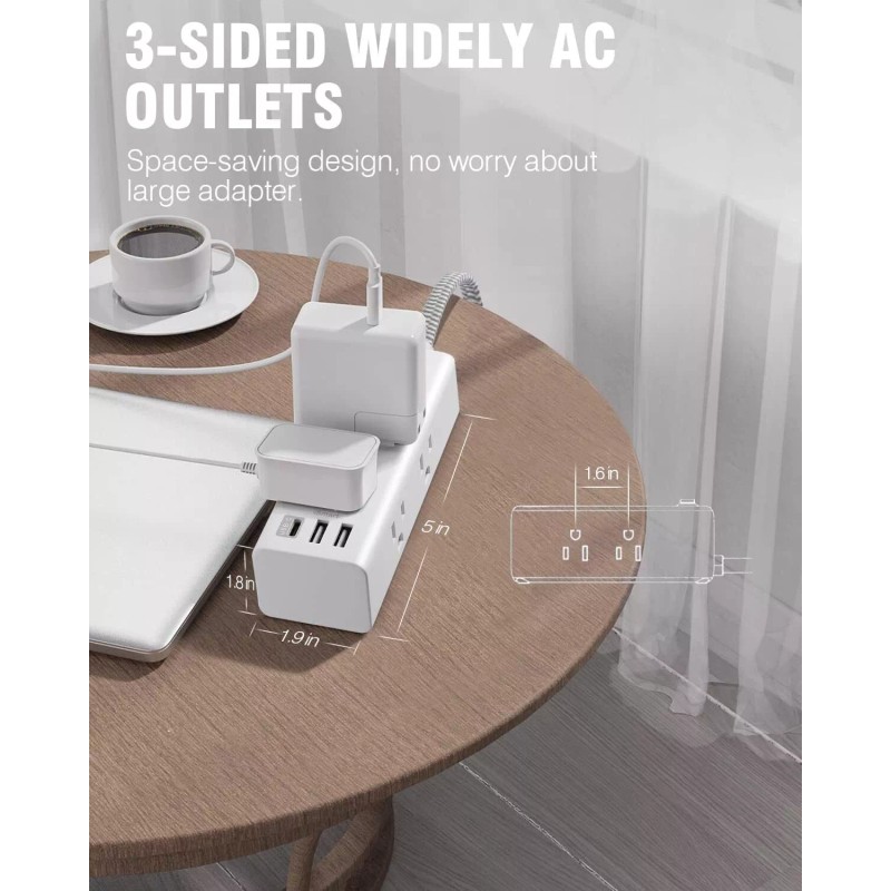 One Beat Power Strip Surge Protector - 6 Widely Outlets