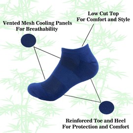 Men's Rayon from Bamboo Fiber Sports Superior Wicking Athletic Ankle Socks - Navy Blue - 4 Pairs - Size 6-10