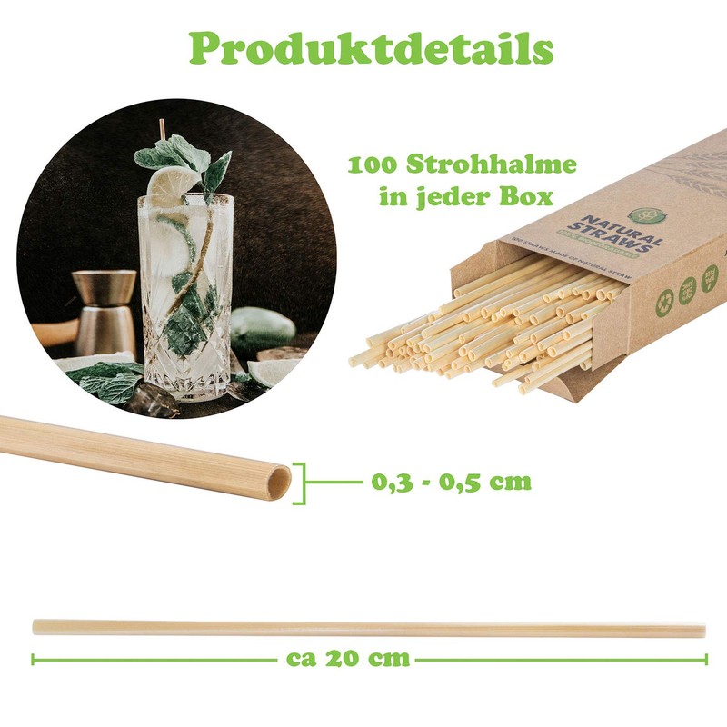 Organic Wheat Straws, Reusable, Environmentally Friendly Drinking Straws, Set of