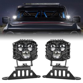 MSIZOY 2PCS 30W A-Pillar Flood Combo LED Lights Lamps With Bracket And Switch Wiring Harness Compatible With For Ford Bronco 2021-2024 2/4 Door LED Pod Lights Windshield Engine Hood Spotlights