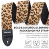 Amumu Leopard Flocked Velvet Guitar Strap with Microfiber Leather Ends,