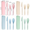 Reusable Travel Utensils Set with Case, 4 Sets Wheat Straw