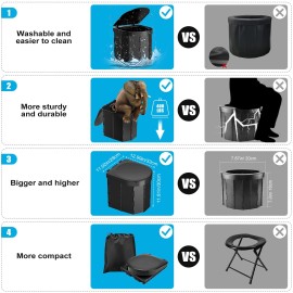 PAHTTO Portable Camping Toilet Foldable Toilet with Lid, Phone Shelf and Paper Holder