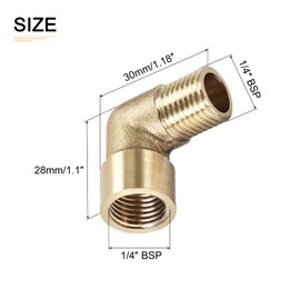 DTGN 1/4 BSP X1/4 BSP (Male x Female) 90° Angle Pipe Fitting - Pack of 2 - Good for Water Pipe System - Brass Pipe Fittings - Gold Tone