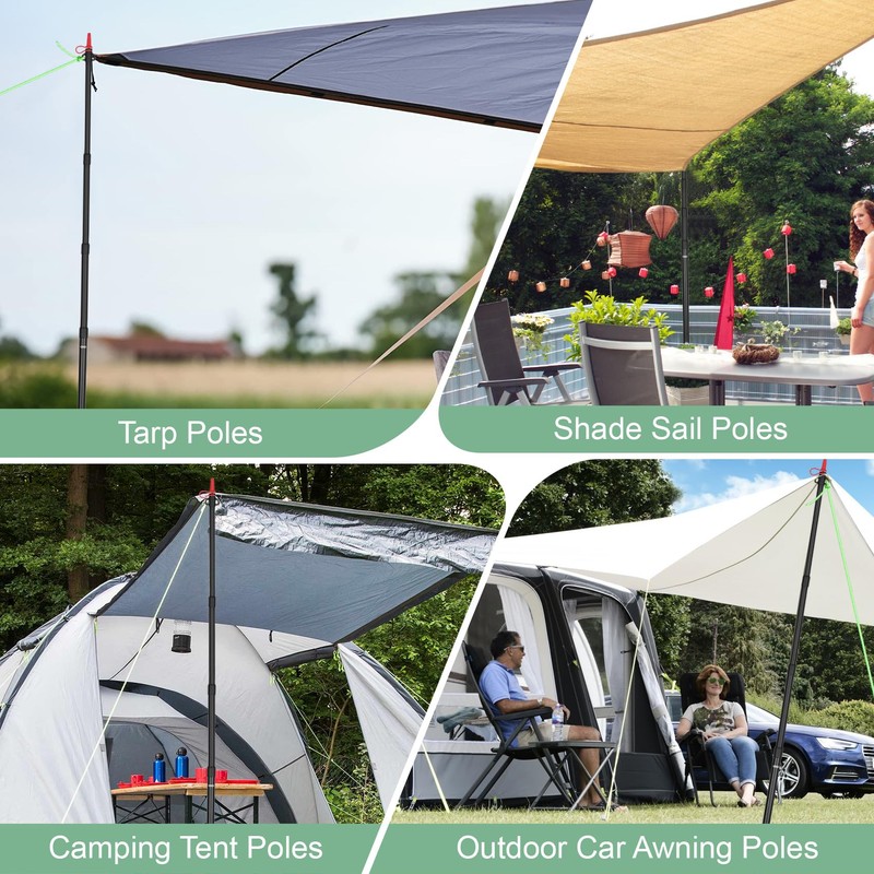 Dreamtrue Tarp Poles Telescoping, Upgraded 4-Section Adjustable Tent Poles, Heavy
