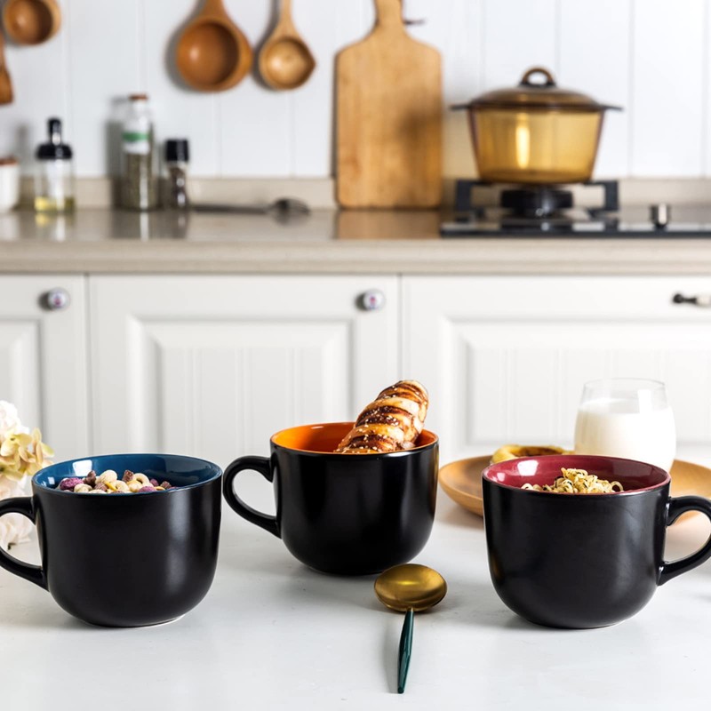 AmorArc 24 oz Soup Mugs with Handles, Jumbo Ceramic Bowls