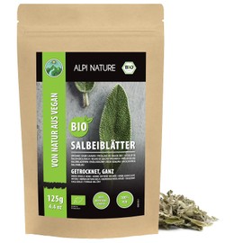 Alpi Nature Sage Tea Organic 125 g, Sage Leaves Dried Whole, Sage Leaf Tea, Loose Sage Leaf Tea