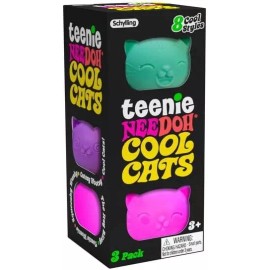 Schylling NeeDoh Teenie Cool Cats Stress Ball 3-Pack [3 RANDOM Colors!]