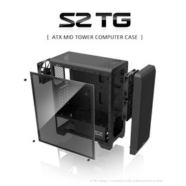 Zalman S2 TG ATX Mid-Tower PC Case, 3 x Pre-Installed 120mm Zalman Quiet Fans (Support up to 8 Fans), High Airflow Mesh Front Panel, Full Tempered Glass Side Panel, Support GPUs up to 330mm, USB 3.0