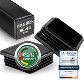 Plasticmetall Lamellar Plugs 50 x 50 mm Made of PE Pack of 20 [Spark Erosion Structure] Pipe Plugs for Aluminium Profile, Square Tube, for Pipe Cover of Stainless Steel Pipe, Aluminium Tube, Chair Leg