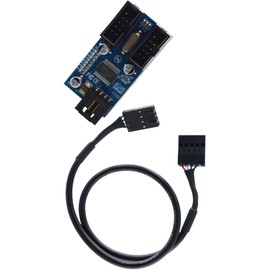 Deal4GO Motherboard 9-pin USB Header Splitter Board Male 1 to 2 Female 9-pin USB 2.0 Connector Adapter w/ 30CM Extension Cable