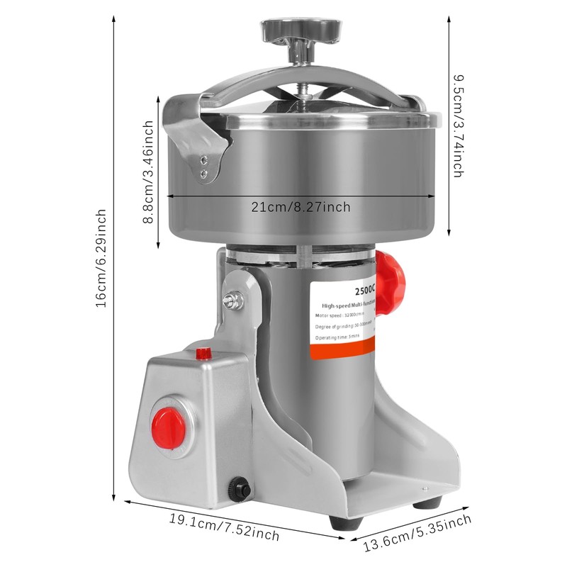 DYNAMI 2500g/5.5lbs Electric Grain Mill Grinder 4500W,304 Stainless Steel High-speed