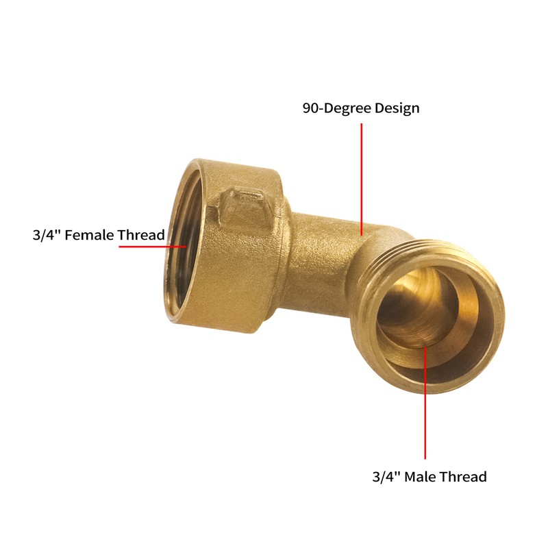 2 Pack 90 Degree Garden Hose Elbow, 3/4'' Brass Garden