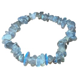 Steinfixx Gemstone Chip Bracelet 18 cm Made of Labradorite – The Soul Warmer – Madagascar – Handmade – Elastic – Highest Quality – in Organza Bag