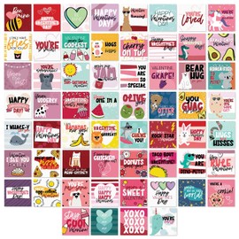 Canopy Street Mini Valentine's Day Cards / 60 Cute Funny To From Happy Valentine's Day Cards / 3.5" x 3.5" Small Double Sided Love Day Classroom Valentines Card Pack