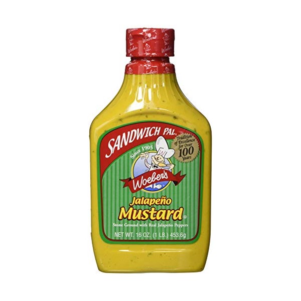 Woeber's Sandwich Pal Jalapeno Mustard, 16-Ounce (Pack of 6)