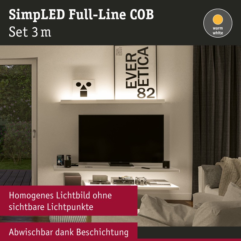 Paulmann 78862 SimpLED LED Strip Full-Line COB Complete Set 3
