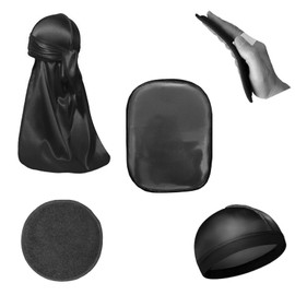 360 Waves Hair Training Kit, Laydown Wave Pad With Wave Crown Patch,Silky Durag for Black Men Women,The Best Wave Cap And Wave Brush For Wave Hair Care.