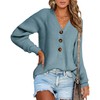 BTFBM Long Sleeve V Neck Button Down Sweater Solid Color