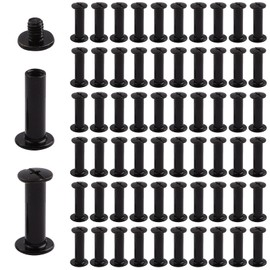 INCREWAY Phillips Screws, 60 Sets 5mm X 15mm Nickel Plated Chicago Binding Screws Round Cross Head Stud Screw Posts Nail Rivet Chicago Button, Black