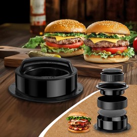 thirei 3 in 1 Set Burger Pattie Press, Burger Press with 200 Sheets Non-Stick Coated Burger Paper, Multifunctional Hamburger Press, Patty Maker for Veggie Burgers, Beef Burgers, BBQ