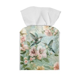 ZOUTAIRONG Hummingbird Tissue Box Cover Square Tissue Box Holder Home Decor KleenexTissue Dispenser for Bathroom Dresser, Vanity Countertop, Tabletop, Office, Car Tissue Cover Cube Cover