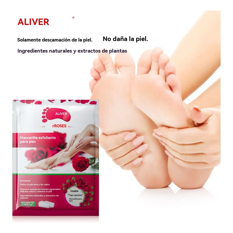 Mascarilla Para Pies Pedicure Foot Peeling Pack Aroma A Rosa
