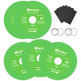 Waies Glass Cutting Disc with 100 mm x 22.23 mm Glass Ceramic Cutting Disc for Angle Grinder Diamond Saw Blade for Grinding Glass, Jade, Crystal Tiles (5)