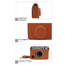 Crossbody Camera Bag, Skin Friendly PU Leather Anti Scratch Shockproof Camera Case with Detachable Shoulder Strap, Retro Photography Storage Bag for Mini EVO (Brown)