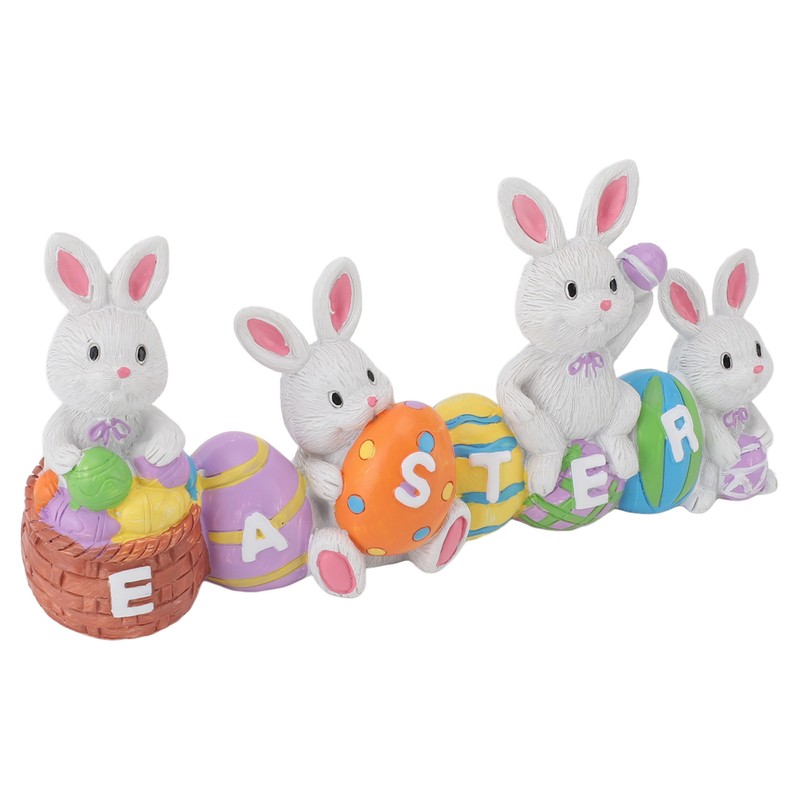 Easter Rabbit Decoration Multipurpose Vivid Cute Hand Painted Resin Rabbit