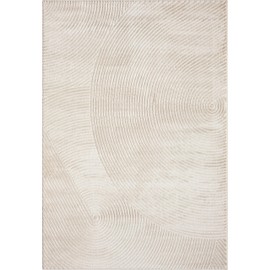 Abani Neutral Beige Area Rug 2' x 3' for Living Room, Bedroom - Zen Reiki Circles Pattern - Durable & Easy to Clean