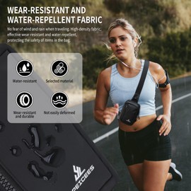 Peicees Small Crossbody Bag for Men Women Mini Sling Bag Travel Running Phone Daypack Cross Body Shoulder Bags with Keyholder, Black