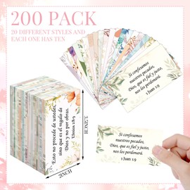 Motiskyy 200 Pcs Spanish Prayer Cards Unique Boho Christian Cards with Inspirational Bible Verses and Mini Scripture Inspirational Spanish Christian Gifts for Daily Encouragement, 20 Styles
