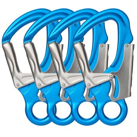BGL Double Lock Climbing Carabiner, Rock Climbing, Rescue, Aluminum, Stainless Steel, High Load Capacity, Maximum Towing Load 77.1 lbs (35 kg), Rope Less Than 0.8 inches (20 mm) (Blue, 4)