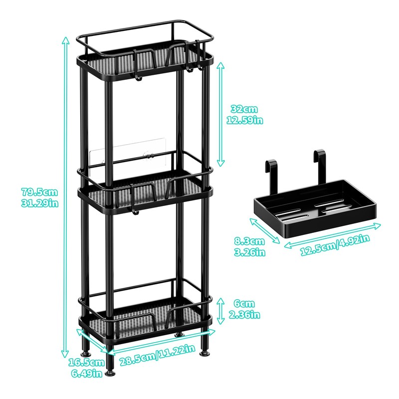 HapiRm Standing Corner Shower Caddy - 3 Tier Corner Shower