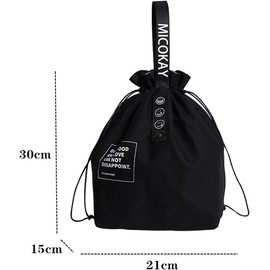 Reusable Lunch Bag,Large Insulated Lunch Bag Waterproof Insulation Cooler Tote with Handle and Drawstring Closure for Women Work Picnic or Travel (Black)