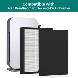 GoKBNY 3-Pack 45i and Flex True HEPA Replacement Filter Compatible with BreatheSmart Flex and 45i Purifiers, 3×2-in-1 H13 True HEPA Filters + 3×Carbon Pre-Filters