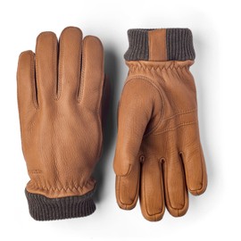 Hestra Men's Tore Glove, Deerskin Leather 5-Finger Insulated Gloves with Wool Cuff - Cork - 8