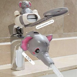 Faucet Handle Extender Set, Faucet Extender for Kids Child Sink Extender Kids Hand Wash Helper Faucet Extender for Bathroom Sink-Grey