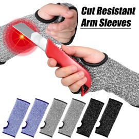 Geyoga 3 Pairs Cut Resistant Arm Sleeves Thin Arm Protectors Guard with Thumb Hole Gloves for Women Men Garden Kitchen(Black Blue Grey)